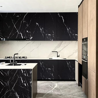 practicalWs 23.6''×118'' Marble Contact Paper Black/White Peel and Stick Wallpaper Thicken Self Adhesive Black Wallpaper for Countertops Cabinets Decorative Easy to Remove
