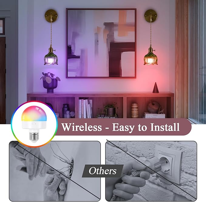 Vintage Battery Operated Wall Light with Remote, RGB Dimmable LED Wall Light Set of 2, Rechargeable Battery Powered Wall Lights with 15 Colors for Bedroom, Living Room, Home Decor