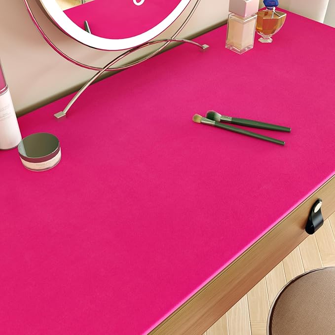 WESTICK Hot Pink Velvet Drawer Liner Self Adhesive Soft Fabric Velvet Peel and Stick Wallpaper for Crafts Removable Hot Pink Contact Paper Soft Felt Flocking Lining for Drawers Jewelry Box 12"x394"