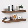 Fun Memories Floating Shelves - 24 Inch Rustic Wooden Wall Shelves - Extra Deeper & Thicker Wall Mounted Storage Shelf for Living Room, Kitchen, Farmhouse - 24