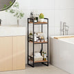 BYFU 3 Tier Bathroom Storage Open Shelf, Freestanding Metal Corner Storage Rack Shelving Unit for Bathroom Kitchen Living Room Hallway, Rustic Brown