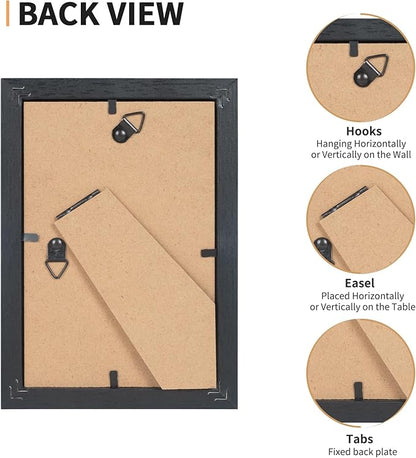 4x6 Picture Frame Set of 4, Displays 3.5x5 with Mat or 4x6 Without Mat, Photo Frames for Wall Hanging or Tabletop, Includes HD Plexiglass, Black