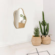 Gold Irregular Cloud Mirror - Modern Wood Frame Asymmetrical Wall Art Decor for Bedroom, Living Room, Bathroom, Entryway, Hallway