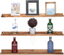 AZSKY Picture Ledge Shelf Floating Shelves for Photo Frames Kids Book Shelves Wall Mounted Burnt Display Shelf Wooden Frame Ledge 48 Inches Set of 3 Bathroom Organizer Shelves