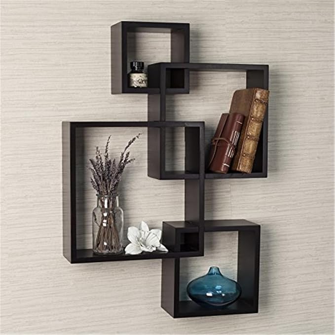 Danya B. Decorative Wall Mount Floating Intersecting Cube Accent Wall Shelf (Espresso)
