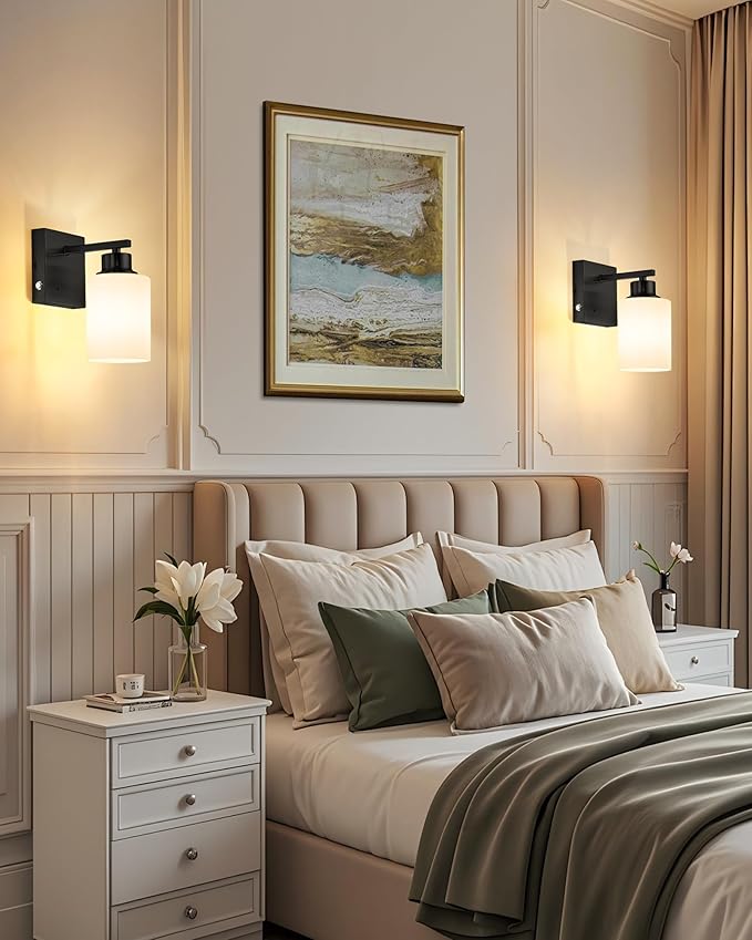 Battery Operated Wall Sconce Set of 2, Black Rechargeable Wall Lights with Timer Function, Easy Install Dimmable Wireless Wall Lamps for Living Room, Bedroom, Hallway, Entryway Decor 3000K
