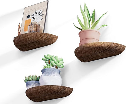 Solid Wood Half Round Rustic Floating Shelves, Natural Wood Wall Shelves, Elevate Your Space. Perfect for Living Rooms, Bathrooms, Bedrooms, Offices, Children's Rooms,Pictures Plants Books