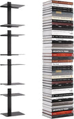 Invisible Floating Bookshelf for Wall, 8 Tier Vertical Spine Book Tower Wall Mounted, Heavy-Duty Metal Book Organizers for Home Office, 4 Pack Black