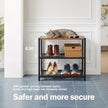 3-Tier Wooden Shoe Rack with Metal Mesh Shelves - for Entryway, Closet, Hallway & Bedroom Holds 6 Pairs, Ideal for Storage or Display