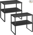 SONGMICS Spice Racks, Set of 4 Metal Cabinet Shelf Organizers, Countertop Organizers, Shelf Risers, Stackable, Expandable, Ink Black UKCS006B01