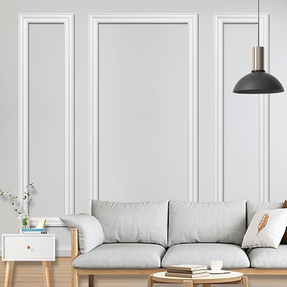 Gaahing 3 Sets Premade Accent Wall Molding Kit, Pre-Cut Wainscoting Panels, Ready to Assemble Chair Rail Moulding for Interior Decoration