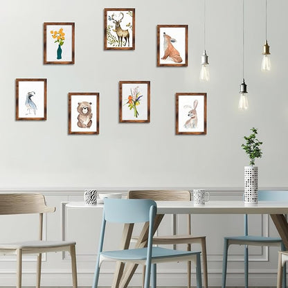 Hoikwo 18 Packs 5x7 Rustic Brown Multi Plastic Picture Frames Set with Plastic Cover for Family Photos, Artwork, Light Weight Bulk 5 by 7 Frames Pack for Wall Hanging and Table, Stylish Picture Frames