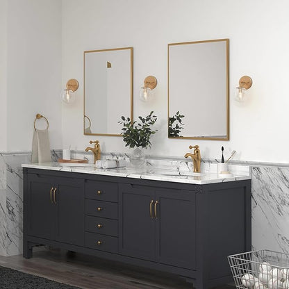 Gold Wall Sconce, 1-Light Minimalist Sconces Wall Lighting with Seeded Glass Globe, Modern Wall Mounted Light Fixture for Bathroom, Bedroom, Living Room and Stairway