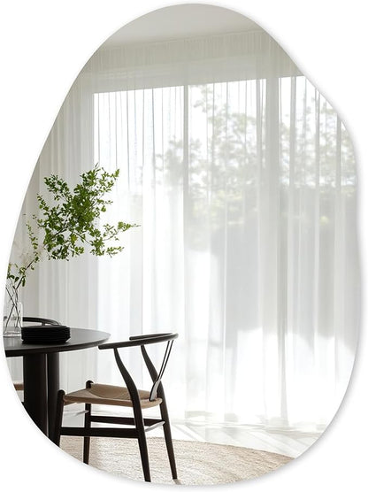Irregular Wall Mirror 24x36 Inch,Asymmetrical Frameless Bathroom Mirrors with Tempered Glass for Bathroom Living Room Bedroom,Decorative Modern Wall Decor