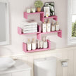 SRIWATANA Floating Shelves, Wall Shelves for Bathroom, Bedroom, Living Room, Kitchen, Office, Wood Shelves for Wall Decor Set of 5 (Pink)