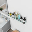 24 Inch Glass Bathroom Shelves,Brushed Nickel Floating Shelves for Wall Rectangular Modern Stainless Steel Glass Shelf for Bathroom Shelves Wall Mounted