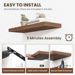 24 Inch Floating Shelves, 12 Inch Deep Floating Shelves for Wall, Floating Shelf with Invisible Brackets, Deep Shelves for Bathroom, Bedroom, Living Room, 2 Pack, Walnut