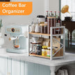 Spice-Rack-Organizer-Shelf for Kitchen Counter, 2 Tiers Coffee Bar Station Organizer for Countertop，Space Saving Desk Shelving Riser Unit (Maple, Medium)