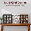 Helsin 9 Grid Vintage Coffee Mug Display Rack, 16inch Wall Mounted Wooden Curio Shadow Box Shelf, Cup Floating Shelves Display and Organizer (White)