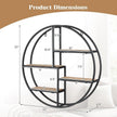Giantex Industrial Style Round Wall Shelves, 4-Tier Decorative Circle Metal and Wood Wall Shelf for Display & Storage, Modern Geometric Wall Mounted Display Organizer for Living Room, Bedroom, Study