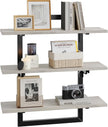 Bestier Floating Shelves for Wall, 24 inch Kitchen Shelves Wall Mounted, 3 Tier Coffee Bar Shelf with Foldable Brackets, Industrial Display Shelf for Bathroom, Living Room, Retro Grey