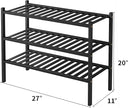 3 Tier Bamboo Shoe Rack for Closet Free Standing Wood Shoe Shelf Storage Organizer for Entryway Small Space Stackable 27