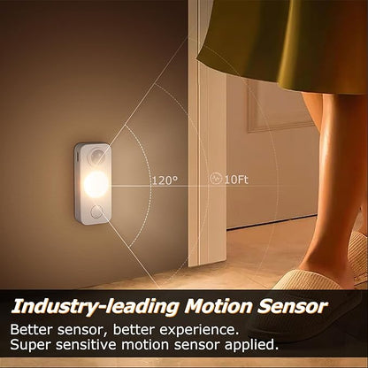 LED Motion Sensor Puck Lights, Rechargeable Cabinet Lights, Stick on Wireless LED Night Light for Closet, Drawer, Shelf, Under Cabinet, Warm White 4Pack, USB Charging Cord Included