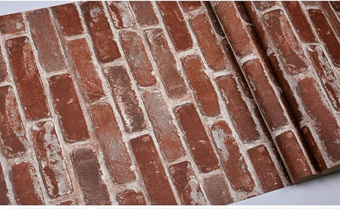 Okydoky Peel and Stick Wallpaper, Rustic Red Brick Wallpaper for Home Decoration, Kitchen Backsplash, Vinyl Self Adhesive Wall Paper for House, Workshop & Office, 17.3