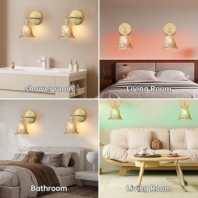 GEEZO Vintage Battery Operated Wall Sconce, with Rechargeable Battery Powered Wall Light with Remote Control for Bedside Bedroom