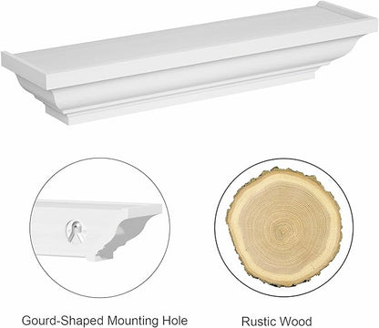 Alsonerbay Floating Shelves - White Rustic Wall Shelves, 3 Pack (17 Inch) for Bedroom, Living Room, Bathroom