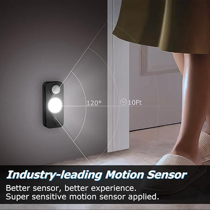 LED Motion Sensor Puck Lights, Rechargeable Cabinet Lights, Stick on Wireless LED Night Light for Closet, Drawer, Shelf, Under Cabinet, Daylight White 4Pack, USB Charging Cord Included