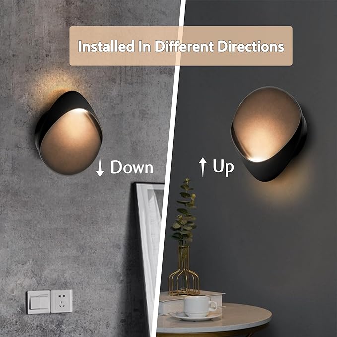 ANCIENTPWR Black Wall Sconce, Modern LED Wall Lamp – 3000K Warm White Hardwired Wall Light, Matte Finish Artistic Sconce for Living Room, Bedroom, Hallway, Corridor (1 Pack)
