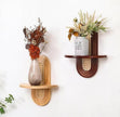 Modern Rattan Wall Shelf, Arched Rattan Wall Shelf, Decorative Wall Flower Stand, Bohemian Style Hanging Shelf, Pastoral Style, Suitable for Bedroom, Living Room and Balcony(Brown)