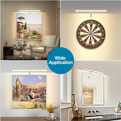 Plug in LED Picture Lights for Paintings, 16inch 3000K Adjustable Art Light Gallery LED Wall Light Wall Sconces for Display Art Work, Brushed Nickel Finish, 6W CRI90+, ETL Listed