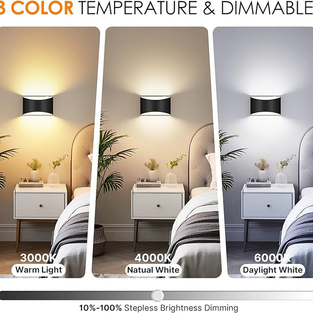 FOLKSMATE Battery Operated Wall Sconces Set of 6, 8000mAh Rechargeable Remote & Touch Control Wall Lamps, 3 Color Temperatures, Timer Cordless Dimmable Light for Bedroom, Living Room, Hallway