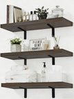LifetimeWarranty Wall Shelves With Brackets, NOT Floating Easy Install 15.7Inch Solid Wood Shelf 3PCS,Picture Ledge Display Shelf for Living Room Bedroom Kitchen,House Decor Shelf for Book Plant Frame