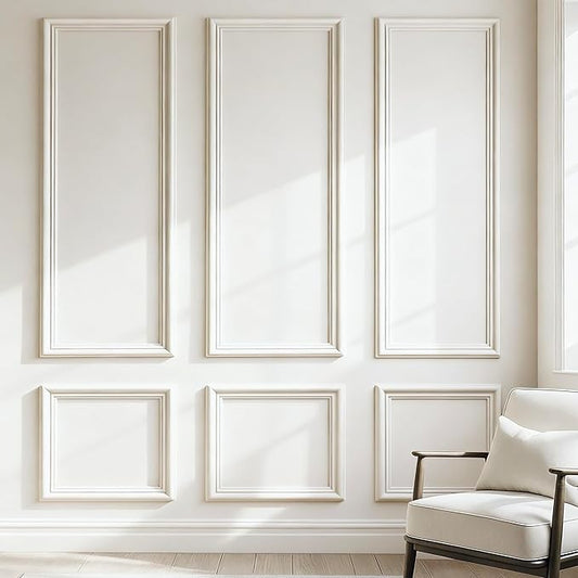 KESHWELL Premade Wall Panels Set of 6 Pcs,Wainscoting Panels for Interior Wall Decor Living Room Bedroom,Ready-to-Assemble Accent Wall Molding Kit For Home Decor,3X(54''x24''&24''x24''),1.69'' (Width)