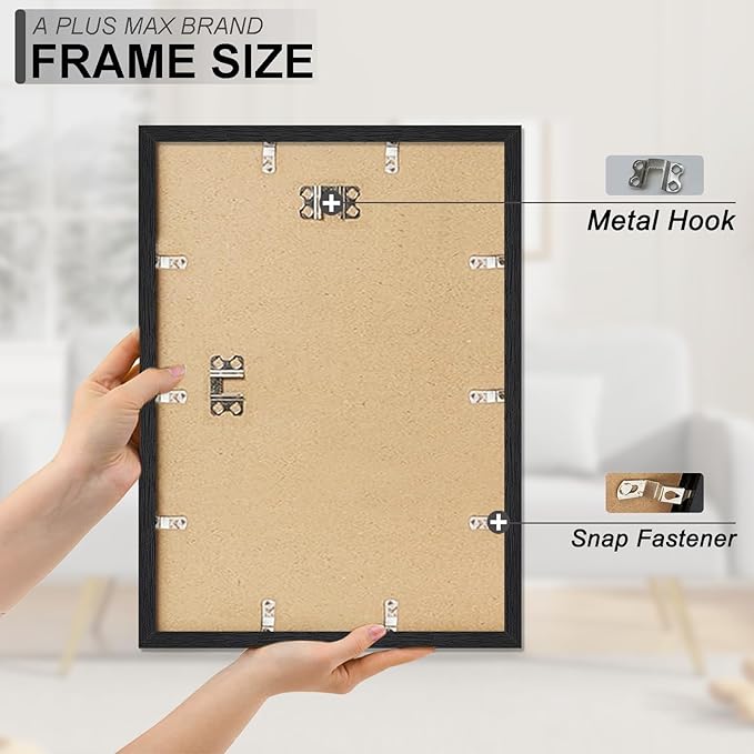 A PLUS MAX 14x18 Picture Frame, Black Engineered Wood Frame for 14 x 18 Inch Picture Poster Photo, Light Weight 14 by 18 Frame with Wood-grain for Wall - 1 Pack/Black/14 x18