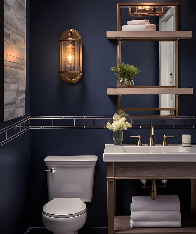 Blue Wallpaper Peel and Stick Dark Blue Wallpaper for Bedroom Bathroom Self Adhesive Removable Wallpaper Navy Blue Contact Paper for Cabinet Kitchen Room Wall Decor Vinyl Upgraded 17.3