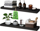 Solid Wood Floating Shelves for Wall 36 inch Bathroom Hanging Wall Shelves Set of 2 for Living Room Bedroom Kitchen Farmhouse 36x6.7 inch - Black