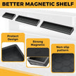 BFONS 30 Inch Silicone Magnetic Stove Top Shelf, Kitchen Shelf Over Stove Spice Rack Apartment Must Haves Kitchen Gadgets for Above Stovetop Seasoning Organization and Storage Thickened 3parts- Black