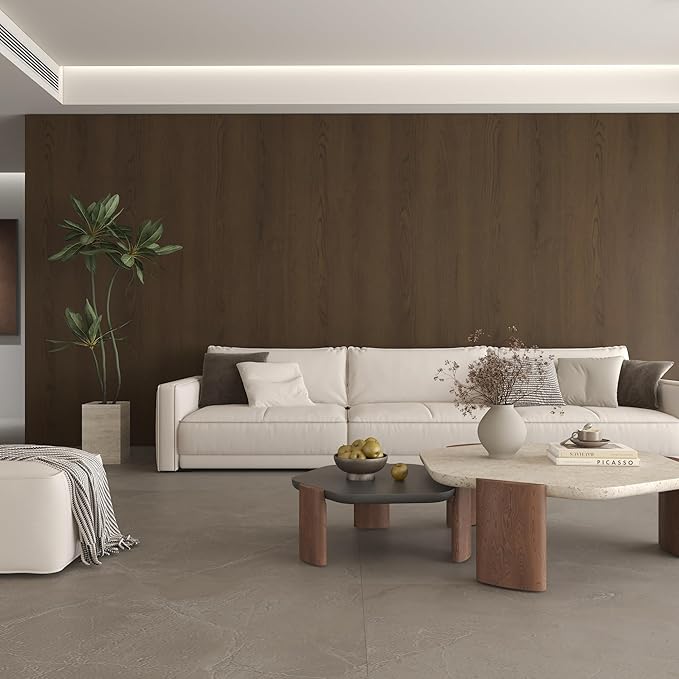 48"x197" Large Size Big Roll Wood Wallpaper Brown Contact Paper Peel and Stick Extra Wide Waterproof Walnut Contact Paper Textured Wallpaper Stick and Peel Wood Vinyl Wrap for Bedroom Office Basement