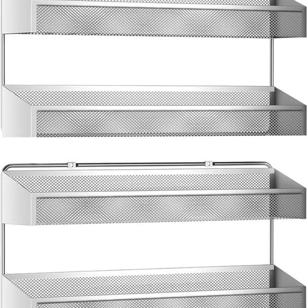Auledio 2 Pack Spice Rack Organizer, 3 Tier Counter-top Stand or Wall Mounted Storage Rack Hanging Shelf for Kitchen Cabinet, Cupboard, Pantry Door or Bathroom Shower Cosmetic - Chrome