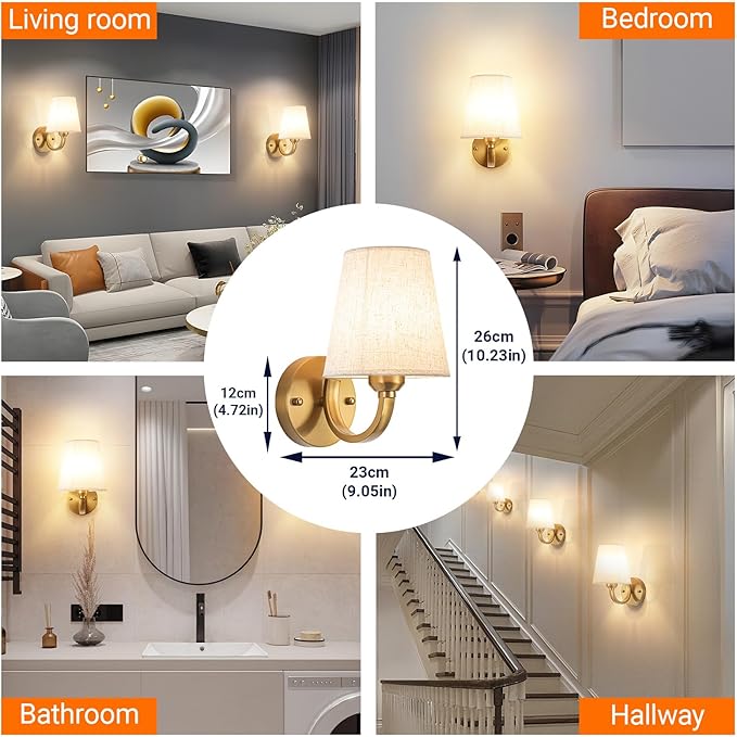 Peel and Stick Wall Sconces, No Drilling Stick On Wall Sconce, Wireless Battery Operated Wall Lights, Adhesive Wall Lamp with 10000mAh Battery Bulb for Bedroom Living Room Decor