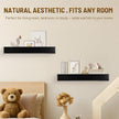 24 Inch Picture Ledge Shelf with Lip,Floating Shelves for Wall, Set of 2 Solid Pine Wood Shelves with Invisible Brackets, Wall Storage for Living Room, Bedroom, Kitchen, Bathroom(Black)