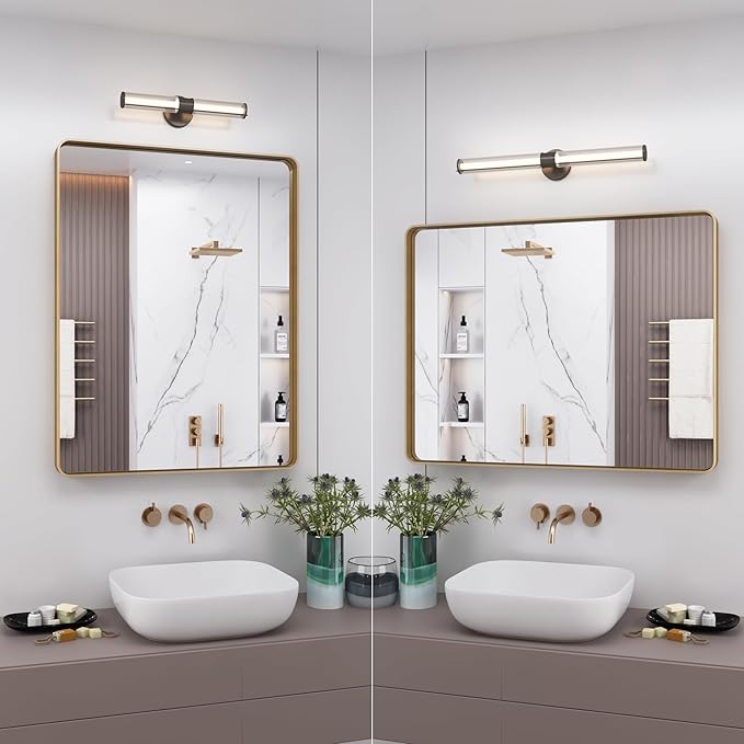 40x36 Gold Framed Mirror for Bathroom, Brushed Gold Brass Bathroom Mirror, Rectangle Gold Bathroom Vanity Mirror for Wall, Shatterproof, Anti-Rust, Hangs Horizontally or Vertically
