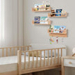 BOMID Wall Bookshelves,Set of 4 Natural Wood Floating Bookshelf,Nursery Shelves,Floating Book Shelves for Wall(Burlywood)