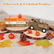 Fall Table Decor, Farmhouse Wooden Fall Signs with Book Stack, 3D Truck and 5 Individual Pumpkins for Tiered Tray, Coffee Bar, Shelf and Mantle Decor - Fall Decorations for Home