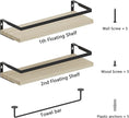 Home Decor Floating Shelves, Wall Shelves with Towel Bar, Bathroom Wall Decor, Floating Shelves Wood for Living Room/Kitchen/Bedroom, (Black-Natural) Floating Bathroom Shelves