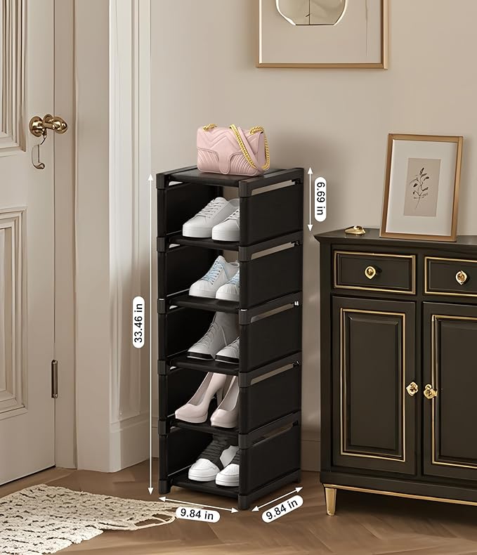 6-Tier Narrow Shoe Rack, Vertical Small Space Shoe Organizer, 9.84